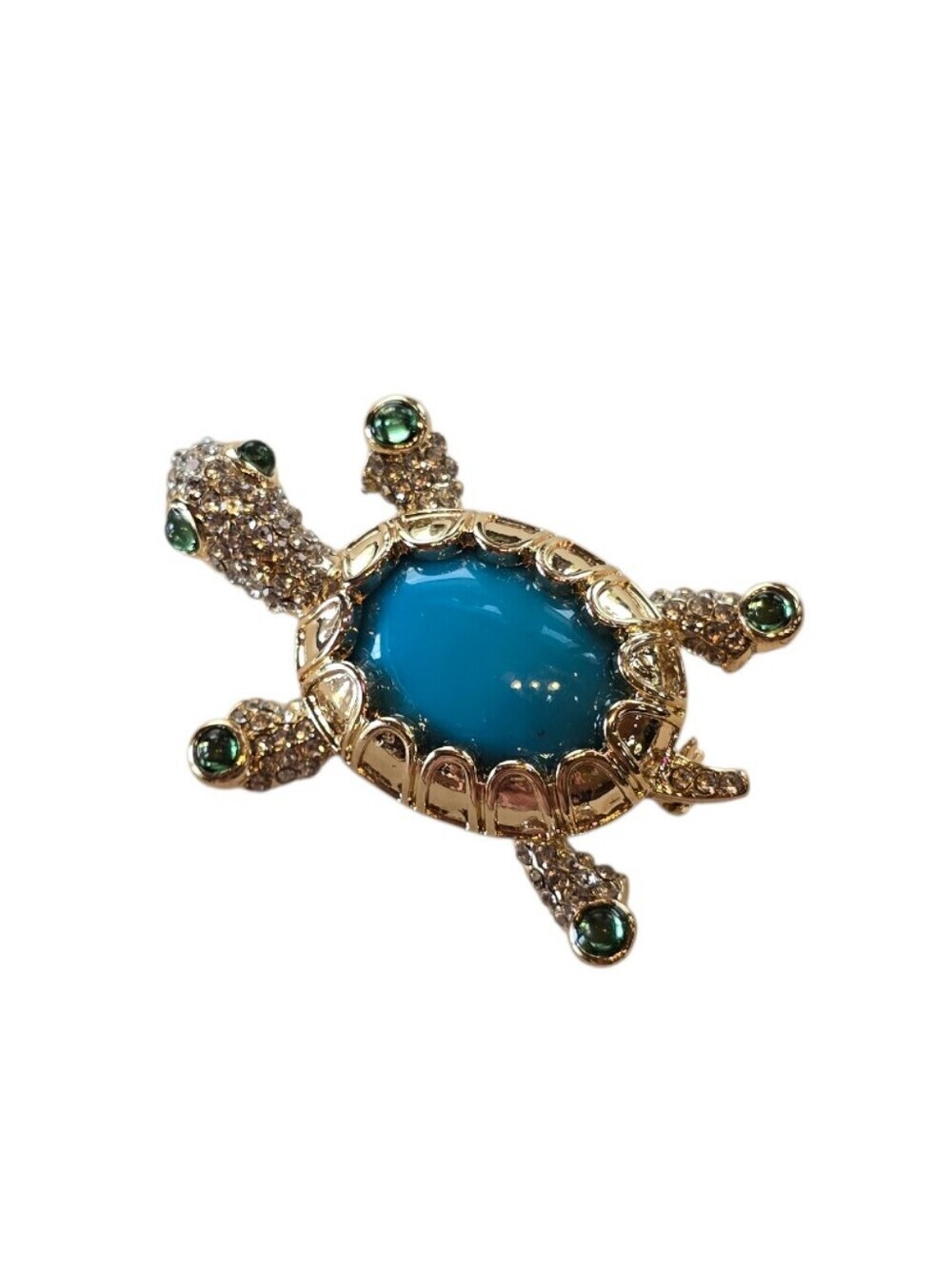 Bijoux Turtle Blue Goldtone Metal Brooch Pin